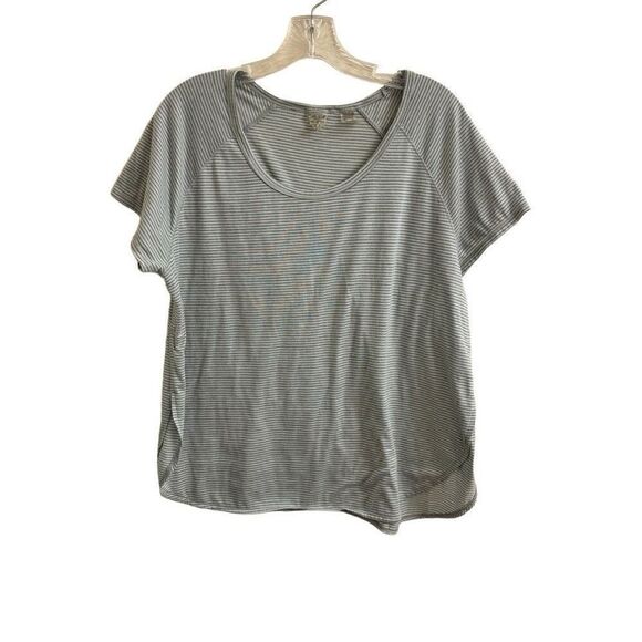 CALIA by Carrie Underwood Gray Striped Tee Side Slits Medium Activewear - Picture 1 of 7